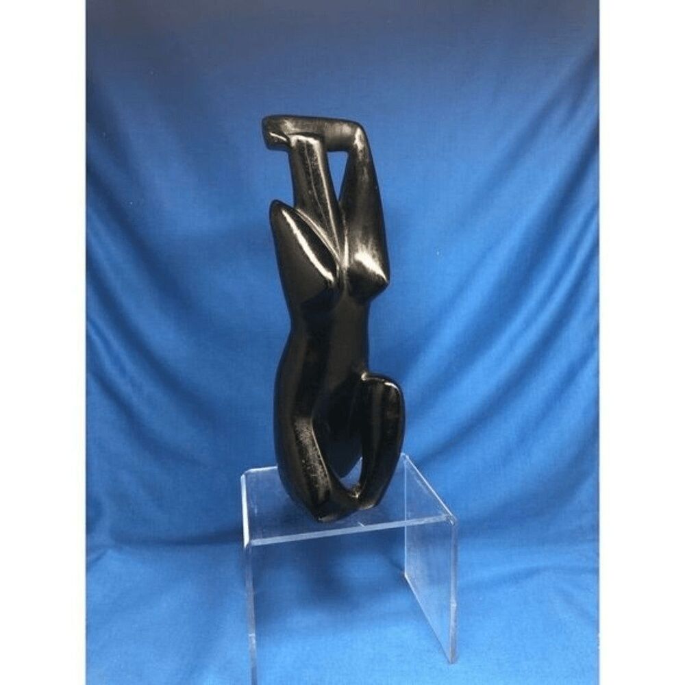 Folk Abstract cubists Kneeling Woman, Modern Haiti Carib Craft, midcentury.